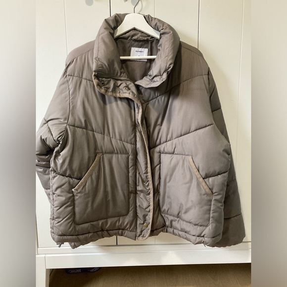 Oversized Taupe Puff Jacket - Picture 1 of 4